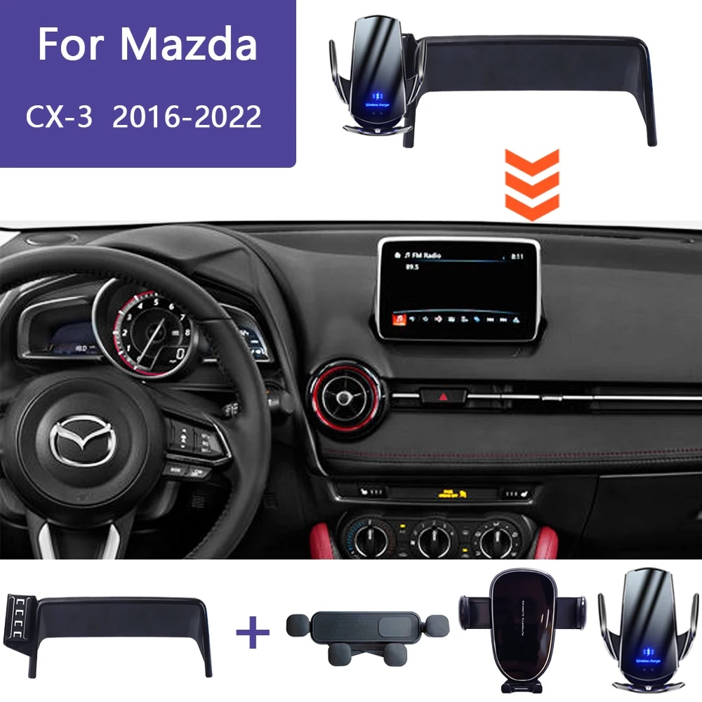 

Для Mazda CX-3 CX3 Sport DK 2016 2017 2018-2021 2022, автомобильный держатель для телефона, фиксированный навигационный кронштейн, подставка для беспроводной зарядки