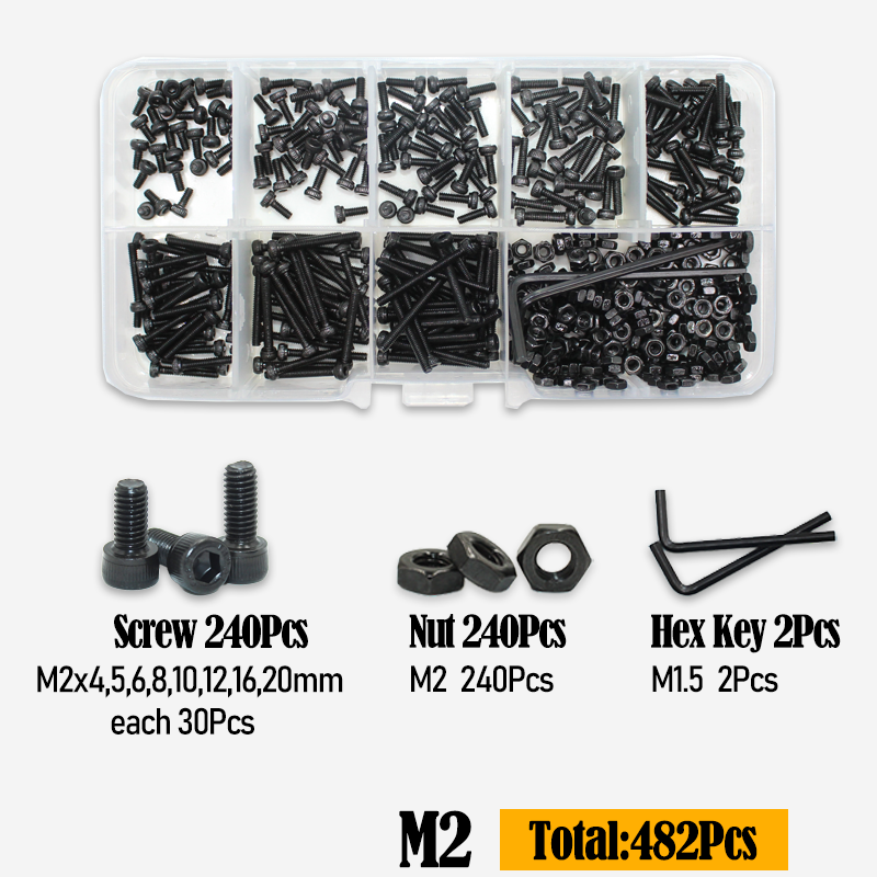 

YMAX Винты с шестигранной головкой M2 M2.5 M3 M4 M5 M6 DIN912 12.9 стальные