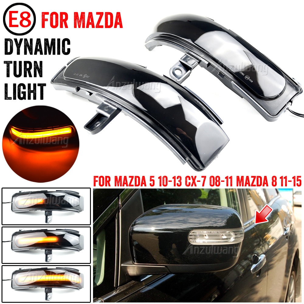 

2 шт. для Mazda CX-7 CX7 2008-2014 для Mazda 8 MPV динамический светодиодный мигающий свет бокового зеркала, указатель поворота, индикаторная лампа