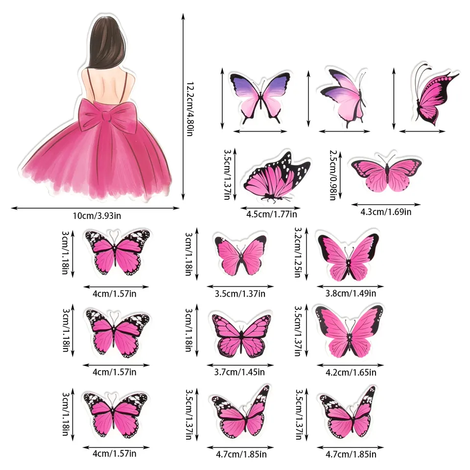 

MOONBIFFY Розовые декоративные фигурки бабочки для торта