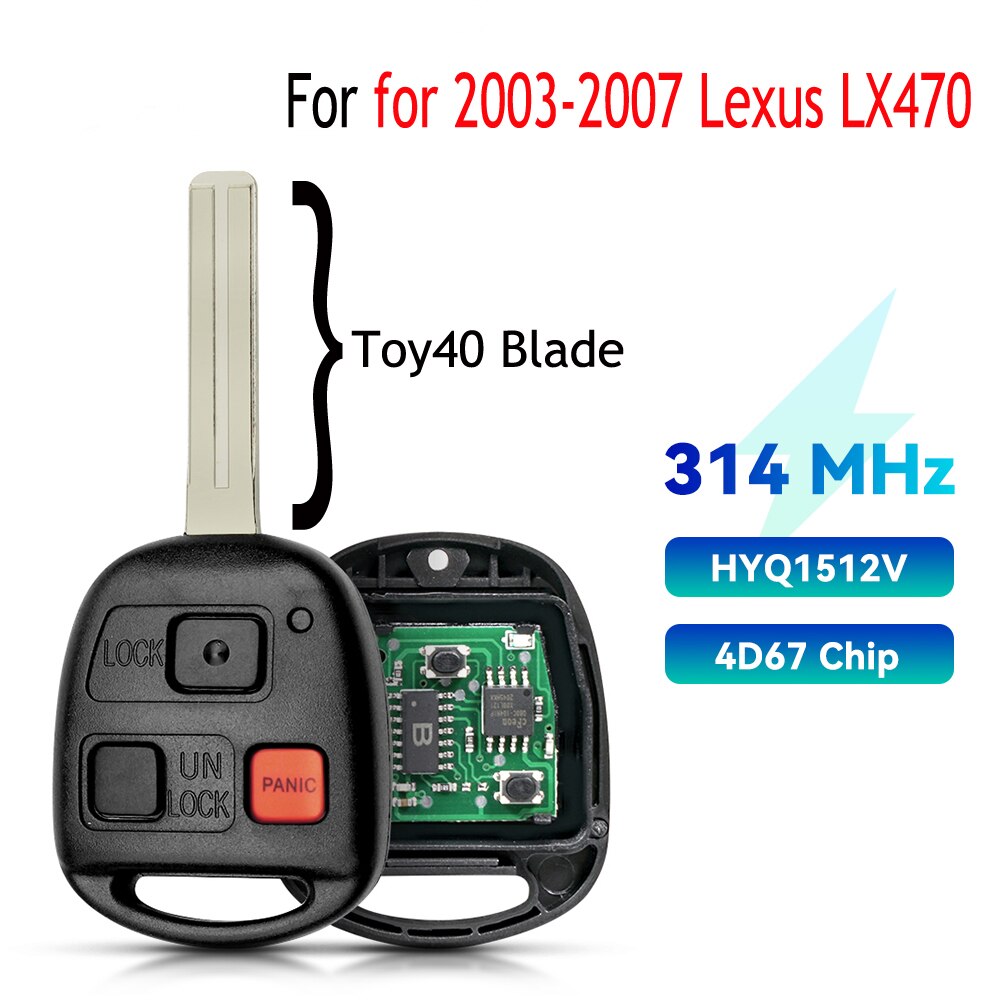 

KEYYOU для Lexus ES 250 GS SC 300 LS 400 LX 450 470 1989-2001 TOY40 3-кнопочный дистанционный ключ от автомобиля 315 МГц 4D67 4C чип FCC ID: HYQ1512V