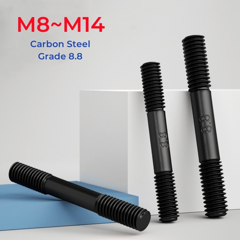 

M8 M10 M12 M14 GB901 Класс 8.8 Высокопрочный черный стержень из углеродистой стали Винт с двойной резьбой Шпильки Болты стержня