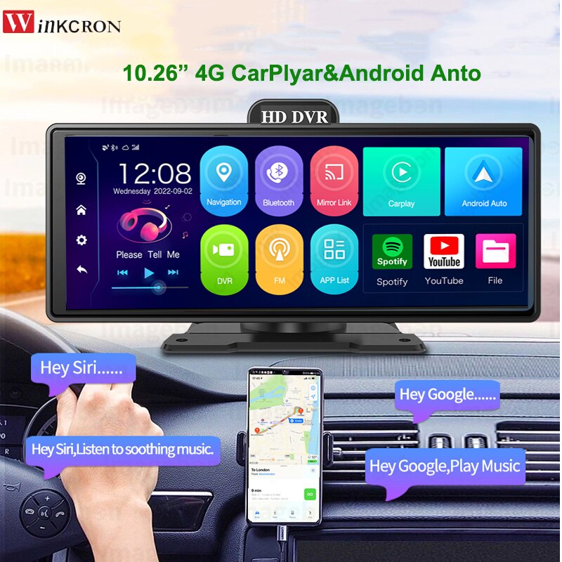 

10,26 дюймовый Carplay Android Anto GPS-навигация 4G + 64G ADAS 5G WiFi Blutooth 24h монитор для парковки зеркало заднего вида DVR видеорегистратор