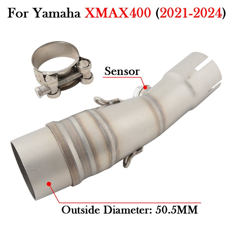 

Надевается для YAMAHA XMAX400 XMAX X-MAX 400 2017-2022 2023 2024 лет, выхлопная труба мотоцикла, среднее звено, глушитель, труба 51 мм, побег