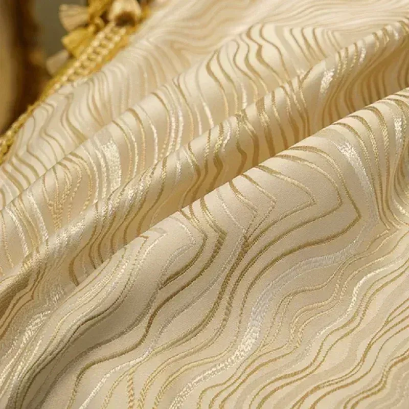 

Modern European Luxury Curtains High Precision Jacquard Geometric Design Beige French Elegance for Living Room Bedroom Decor