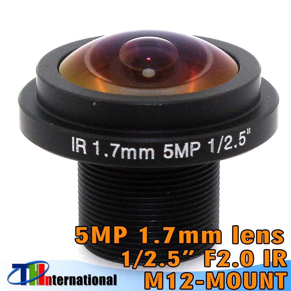 

5MP 1,7 мм объектив рыбий глаз M12 крепление 1/2.5 "F2.0 185 ° широкоугольный панорамный объектив CCTV для HD CCTV IP POE камеры