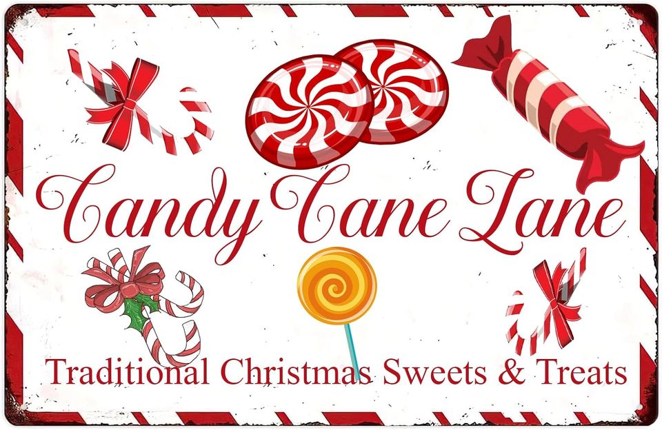 

Металлическая вывеска Candy Cane Lane