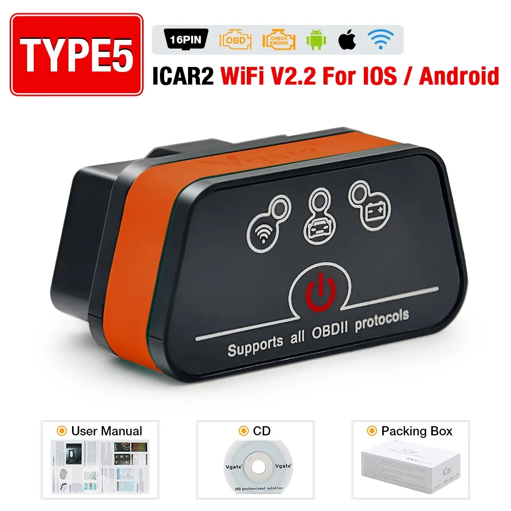 

Автомобильный диагностический сканер Vgate iCar Pro elm327 V2.3 OBD 2 OBD2, Wi-Fi Bluetooth 4,0 для IOS, сканер ODB2 PK ELM 327 V1 5