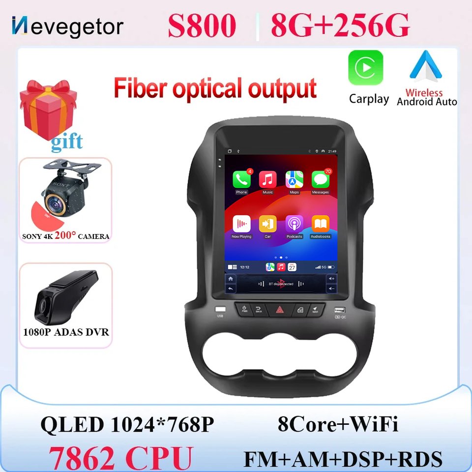 

9,7 дюймовый автомобильный DVD Android 14 мультимедийный плеер для Ford Ranger F250 2011 - 2015 Авто Радио Стерео GPS навигация NO 2din Carplay