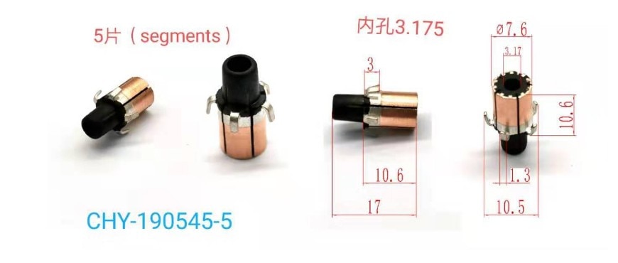 

5 шт. 3,175x7,6x10,5 мм 5P зубы Прутковая медь Электрический коллектор двигателя CHY-190545-5