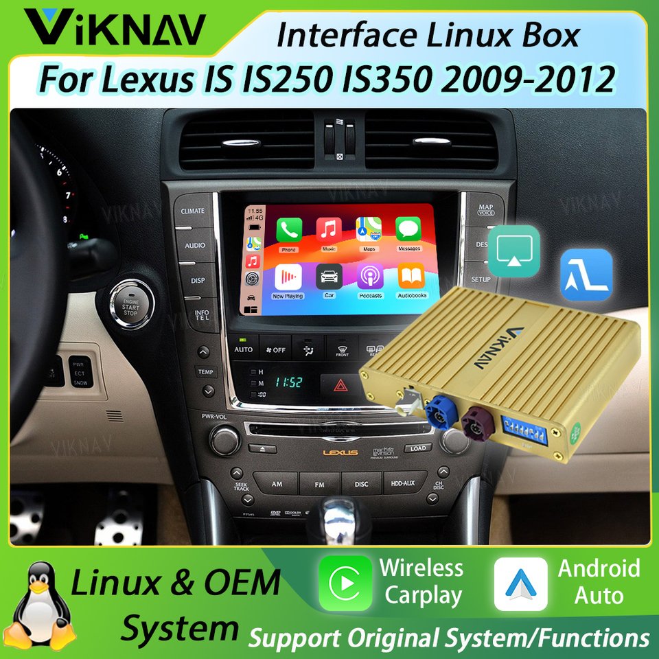 

Viknav автомобиль для Lexus IS 2009-2012, обновленный интерфейс, декодер, MuItimedia, беспроводной Apple CarPlay, GPS, Android, автонавигация BT