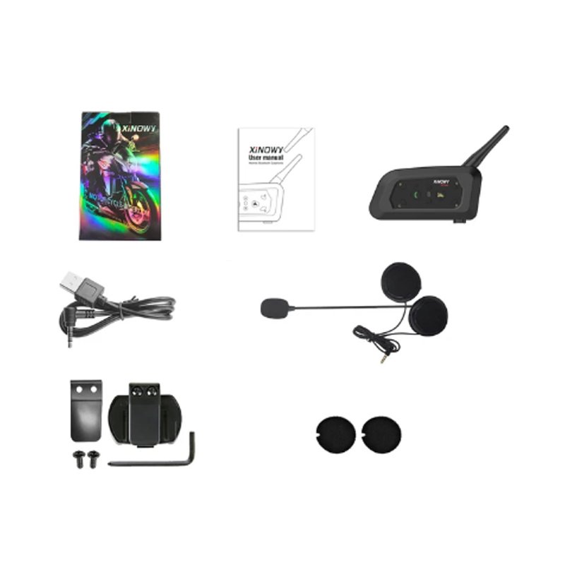 

XINOWY V6 Pro мотоциклетный домофон 3,5 мм шлем Bluetooth-гарнитура домофон для 6 гонщиков 1200 м говорящая громкая связь IP67 850 мАч