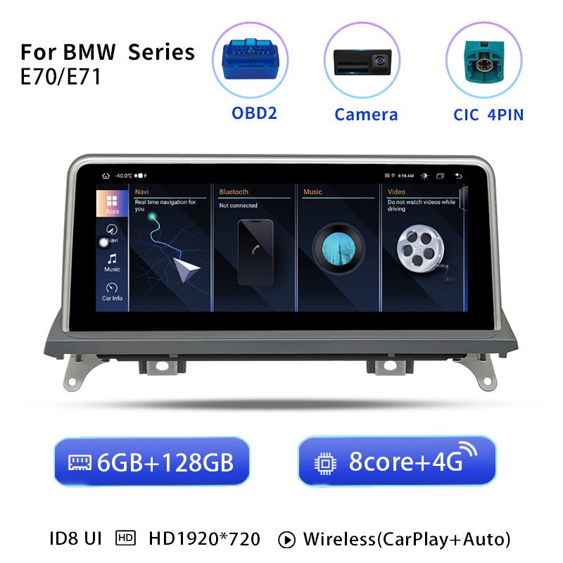 

Автомобильный мультимедийный плеер на Android 13 для BMW X5 E70 X6 E71 2007-2013, оригинальный радиоэкран, CCC CIC навигация, воспроизведение аудио