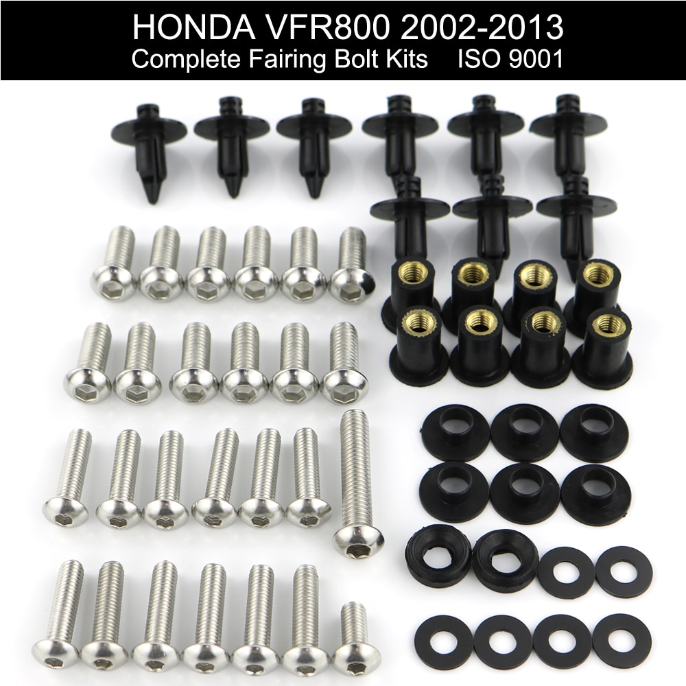 

Подходит для Honda VFR800 VFR 800 2002-2013, полный комплект болтов для обтекателя, зажимы для обтекателя, винты Speed Nus для мотоцикла, нержавеющая сталь