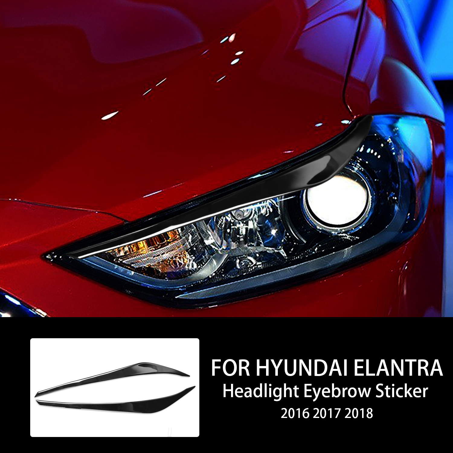 

Для Hyundai Elantra 2016 2017 2018 Автомобильная фара для бровей век ресниц пианино черная наклейка глянцевые аксессуары для интерьера автомобиля