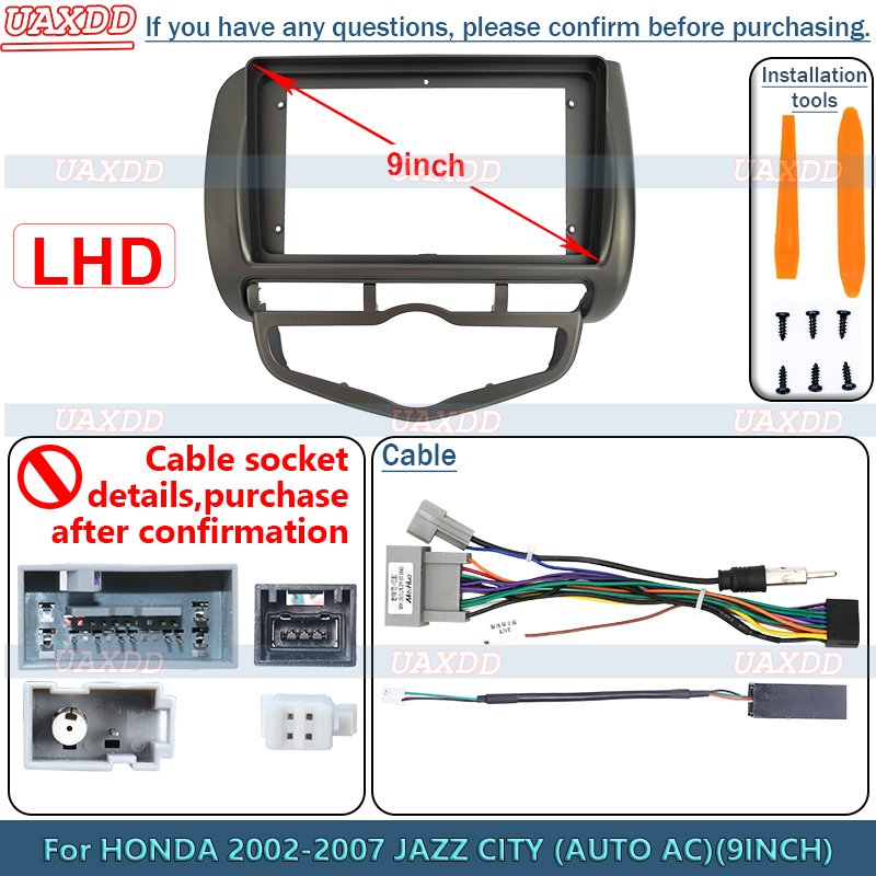 

2 Din Frame Cable Harness For 2006 Honda Jazz fit city 9inch Car CD android Mp5 Radio Video Audio Stereo Panel Fascia Multimedia