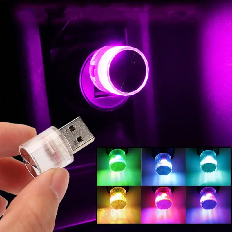 

Мини-USB светодиодный автомобильный светильник, автомобильный интерьерный атмосферный светильник, аварийное освещение, RGB, авто красочная декоративная лампа, автомобильный аксессуар