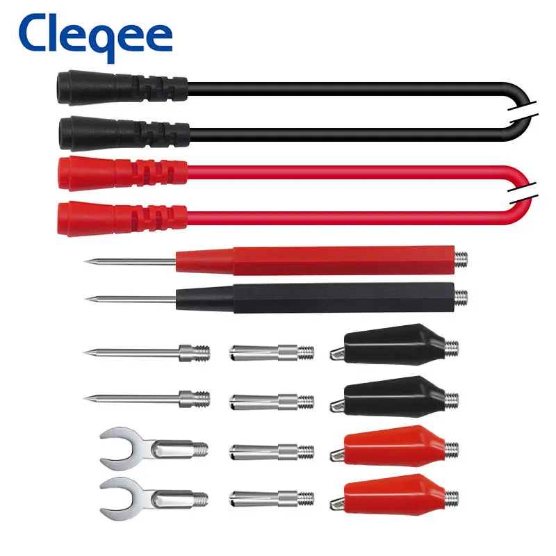 

Cleqee P1500, 16 шт., комплект тестовых проводов, зажим типа «крокодил», сменные штифты для тестового щупа, провод, цифровой мультиметр, зажим «крокодил», тестовые иглы