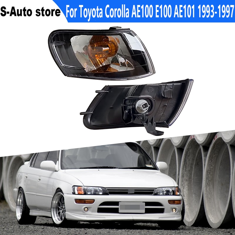 

Указатель поворота для Toyota Corolla AE100 E100 AE101 1993-1997, автомобильная Передняя угловая лампа, фара, объектив, черная сигнальная лампа, без проводов