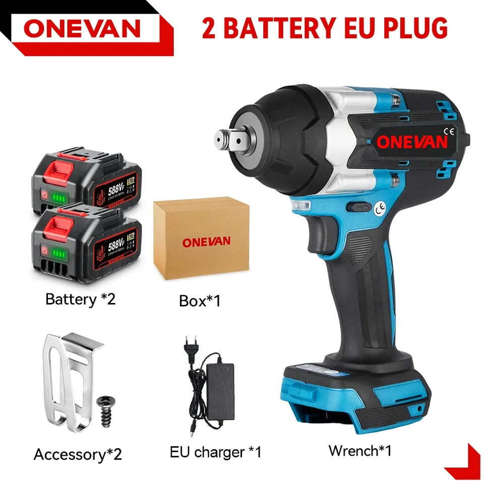 

ONEVAN 1800N.M Бесщёточный Ударный Гайковерт 1/2 дюйма для Аккумулятора Makita 18 В