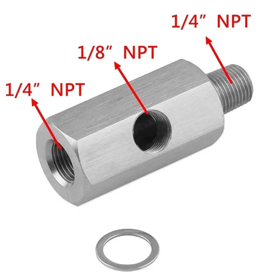 

1/8 ''BSPT & 1/4'' NPT & M10 разъем датчика давления масла к фоторозетке адаптер турбо аксессуары адаптер Алюминий Серебристый