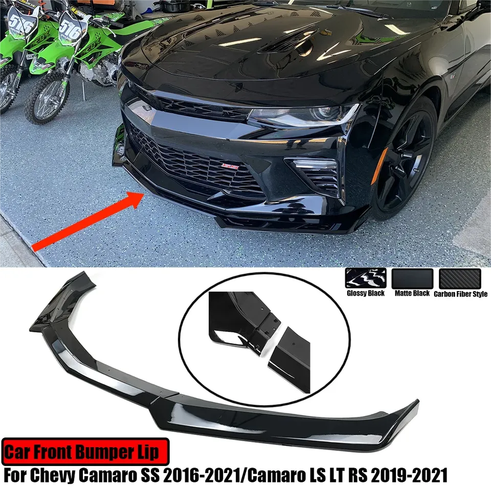 

Для Chevy Camaro SS 2016-2024/ LS LT RS 2019-2024 автомобильный передний бампер, сплиттер, спойлер, матовый черный глянцевый черный карбоновый вид