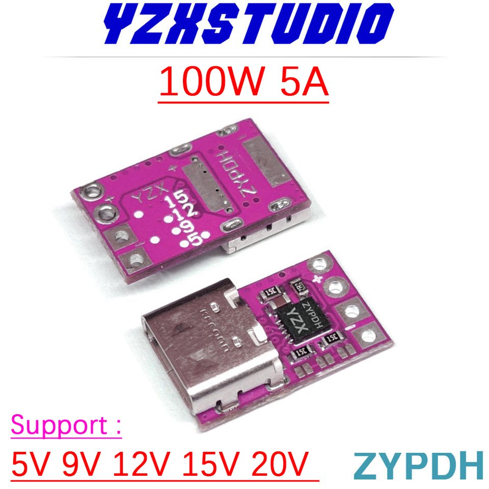 

ZYPDH 100 Вт 5A TYPE-C PD Decoy триггеры PD3.0 5 в 9 в 12 В 15 В 20 в Питание USB PD адаптер постоянного тока кабель для передачи данных подключение зарядки
