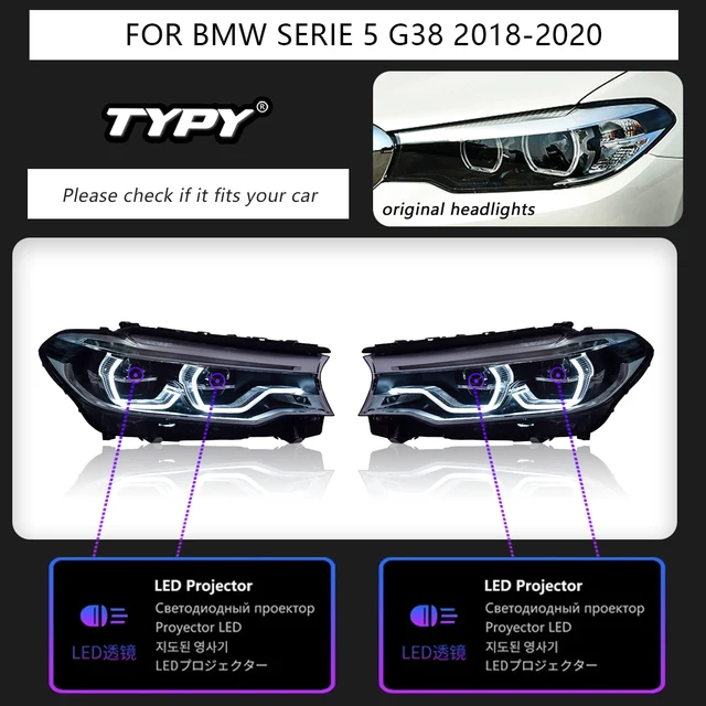 

Автомобильные фары для BMW 5 серии G30 G38, 2018-2020, обновление, модифицированное для нового DRL, динамический указатель поворота, светодиодные фары, автоаксессуары