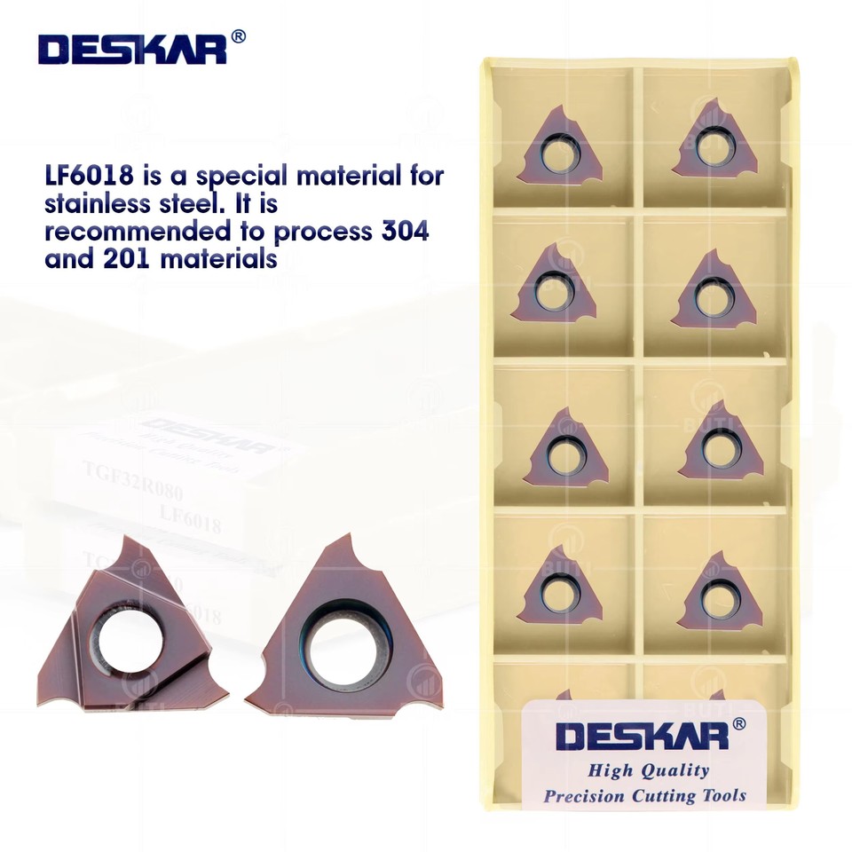 

DESKAR 100% оригинальное лезвие с вертикальной неглубокой канавкой TGF32R TGF32L LF6018, токарные станки с ЧПУ, твердосплавные вставки, используемые для нержавеющей стали