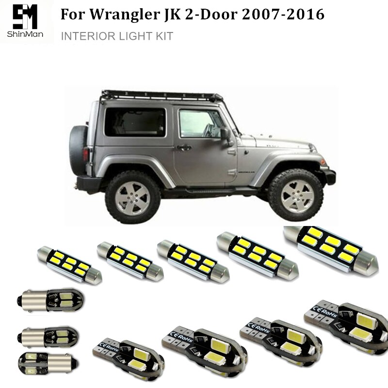 

Shinman 5X ошибок светодиодный интерьер светильник комплект посылка для Jeep Wrangler JK 2 двери 2007-2016 багажник Лицензия купол светодиодный