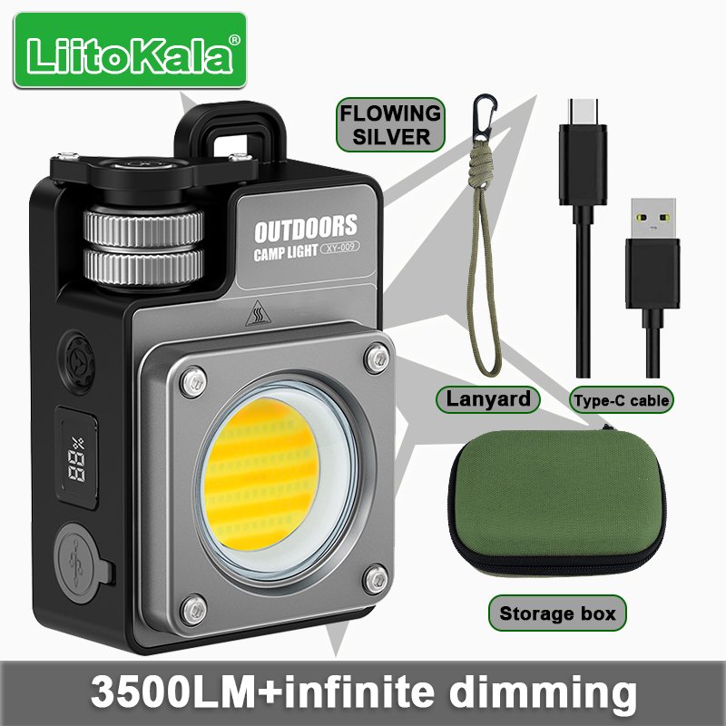 

LiitoKala 120-3500LM Перезаряжаемый фонарик Многофункциональный портативный аккумулятор 3000 мАч 2700K-6900K Открытый рабочий свет для кемпинга