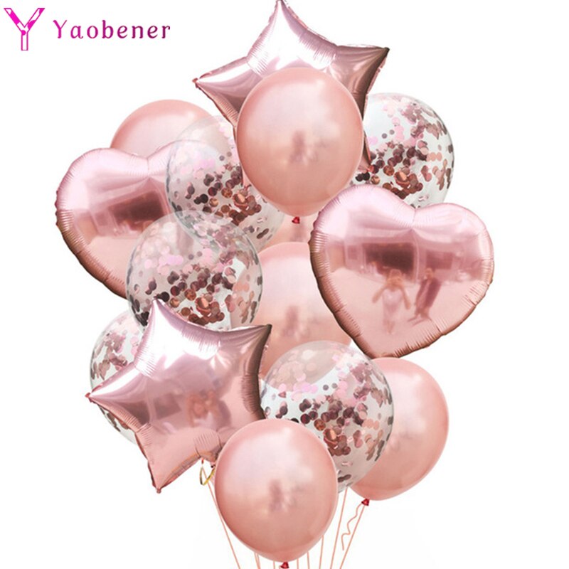 

Набор из 14 розовых сердцевидных шаров с конфетти Yaobener