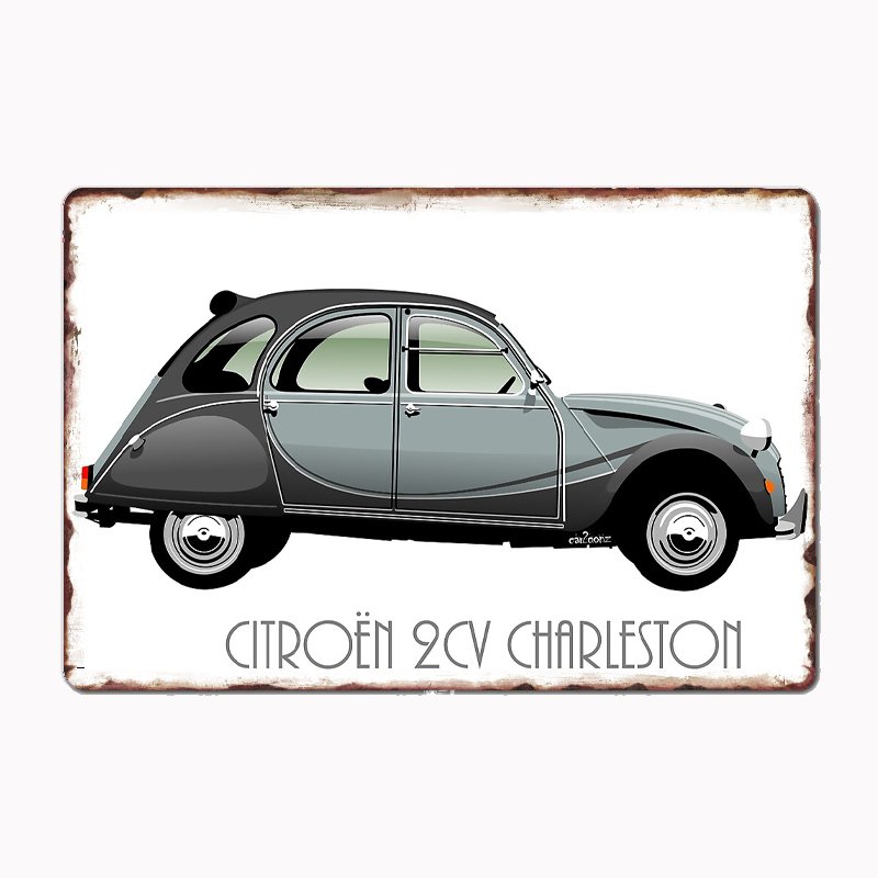 

Металлическая вывеска Citroën 2CV Charleston серого цвета