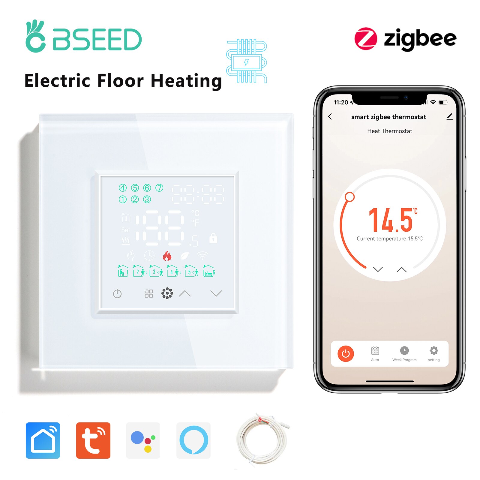 

Умный термостат для теплого пола BSEED Zigbee