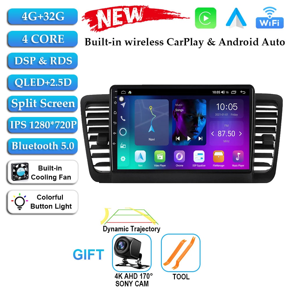 

QLED Android 15 для Subaru Outback 3 Legacy 4 2004 2005 2007 2008 2009 Автомобильный радиоприемник Мультимедийный видеоплеер GPS-навигация DVD 2Din