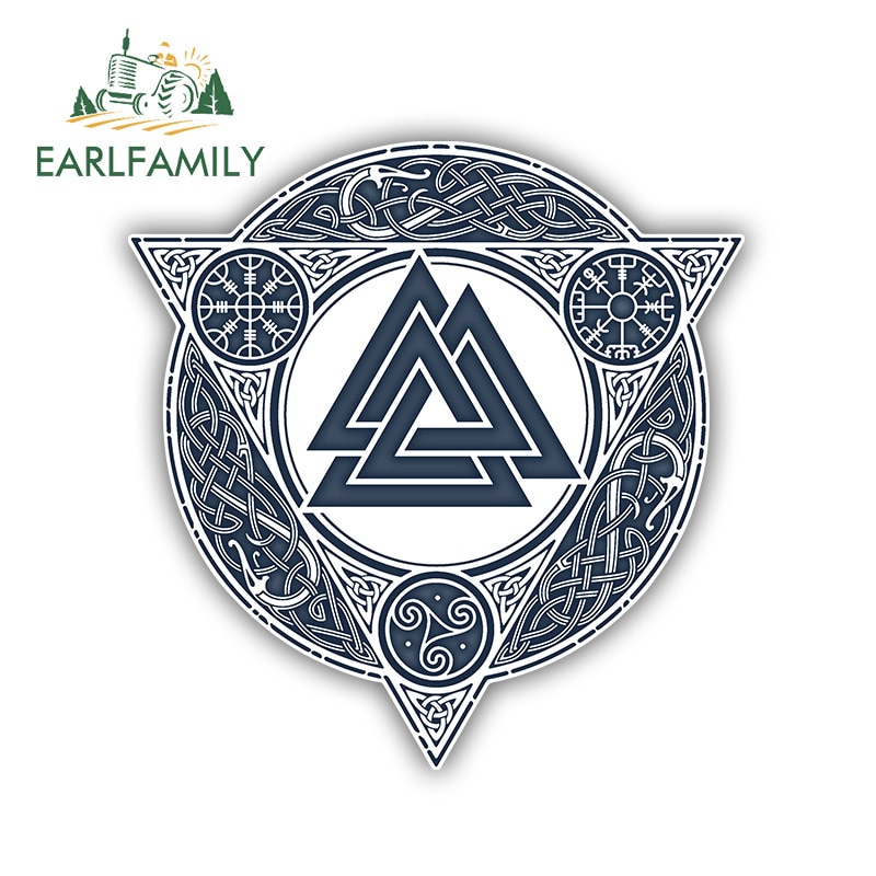 

EARLFAMILY 13 см x 12,7 см для древнего кельтского валкнута, викингов, автомобильные наклейки с защитой от царапин, фотовиниловая Водонепроницаемая Автомобильная этикетка