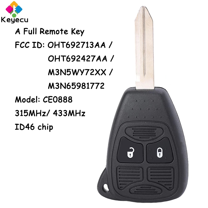 

Дистанционный ключ KEYECU 315 МГц/433 МГц для Dodge Caliber Charger Avenger RAM 1500 2500 3500 Nitro Magnum Grand Caravan Durango Dakota