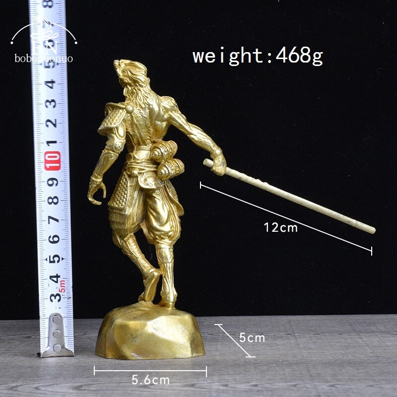 

Антикварные ретро латунные фигурки обезьяны короля SunWuKong, ретро офисное настольное украшение, миниатюрный орнамент для автомобиля, бронзовый домашний декор