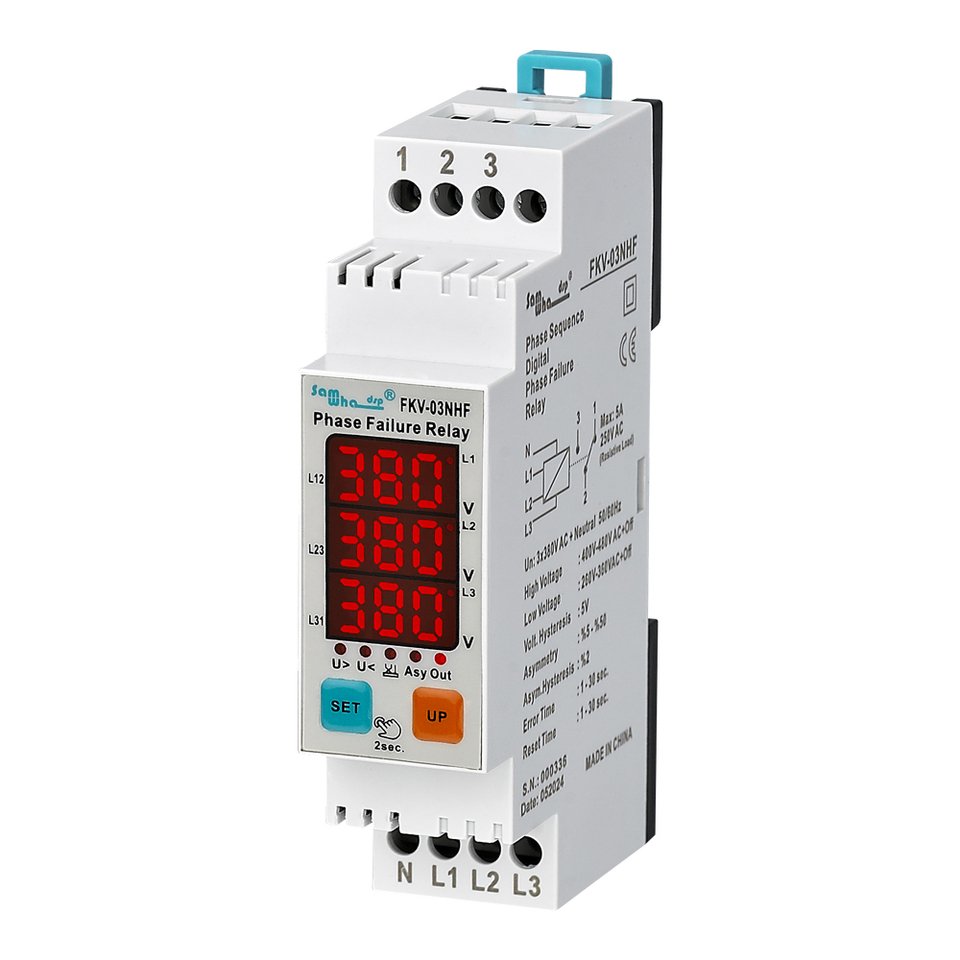 

Samwha-Dsp FKV-03NHF, FKV-04NHF, FKV-53NHF Последовательность фаз, цифровое реле сбоя фазы 3P и 4 Вт
