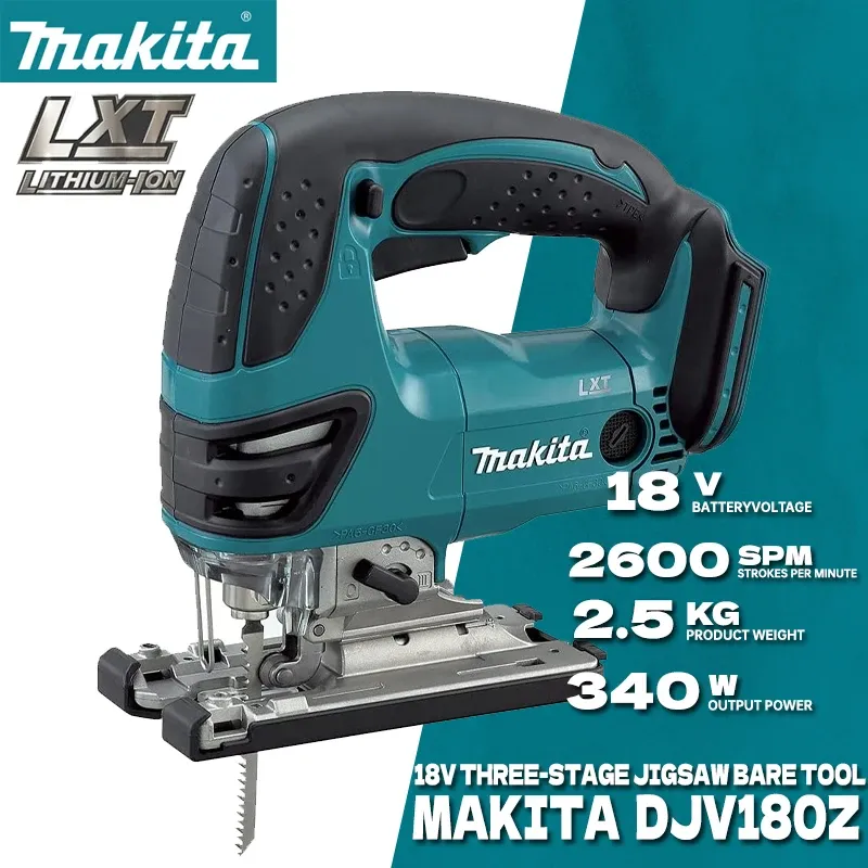 

MAKITA DJV180Z Лобзик 18 В LXT Литиевый аккумуляторный лобзик с переменной скоростью 340 Вт Прокрутка с D-образной ручкой Электроинструменты Makita DJV180