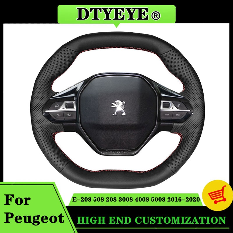 

Крышка рулевого колеса автомобиля для Peugeot e-208 508 208 3008 4008 5008 2016-2020 Индивидуальная DIY Оригинальная оплетка рулевого колеса