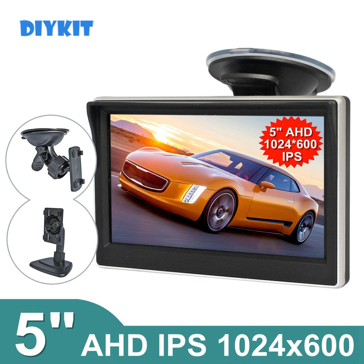 

5-дюймовый IPS AHD автомобильный монитор заднего вида DIYKIT, парковочный резервный монитор с присоской и кронштейном для MPV SUV Horse Lorry