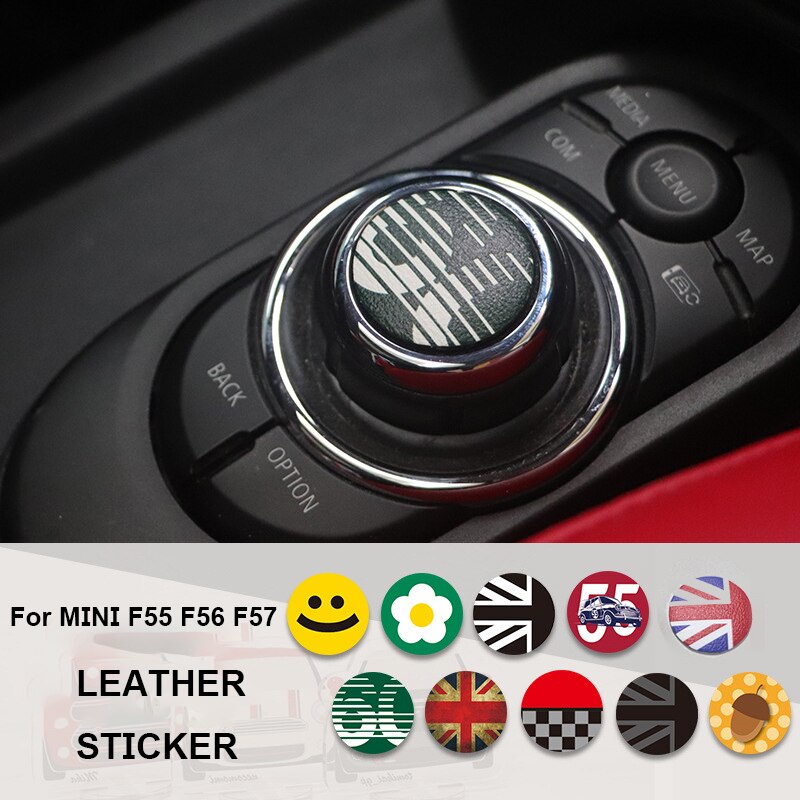 

Для MINI Cooper F56 F55 F57 автомобильное центральное управление мультимедийная кнопка крышка кожаная наклейка аксессуары для интерьера Стайлинг