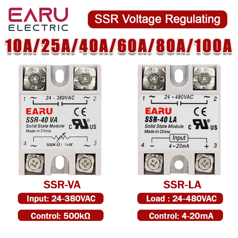 

SSR-25VA SSR-40VA SSR-25LA SSR-40LA Однофазное твердотельное реле переменного тока 10/25/40/60/80/100A Регулятор тока с регулировкой напряжения