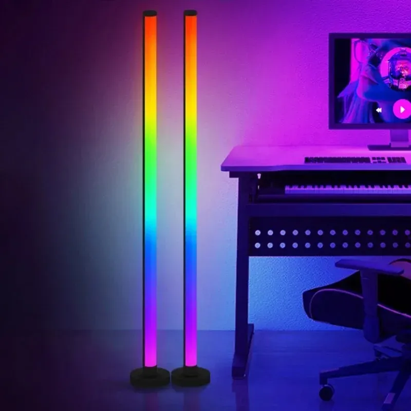 

EISSLOLY 2 шт. интеллектуальный торшер RGB управление через приложение музыка синхронизированное угловое освещение украшение комнаты стоячие светильники