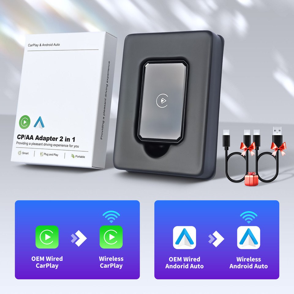 

X-YUNS 2025 НОВЫЙ беспроводной адаптер Carplay Android Auto 2in1 Smart Mini Box WIFI BT Dongle Auto Connect для большинства моделей автомобилей