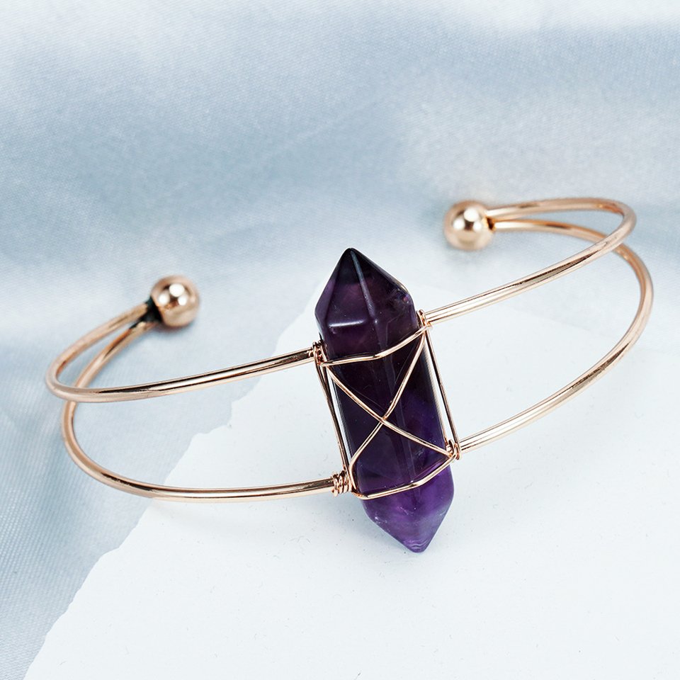 

Двусторонний шестиугольный браслет из аметиста AierCrystal