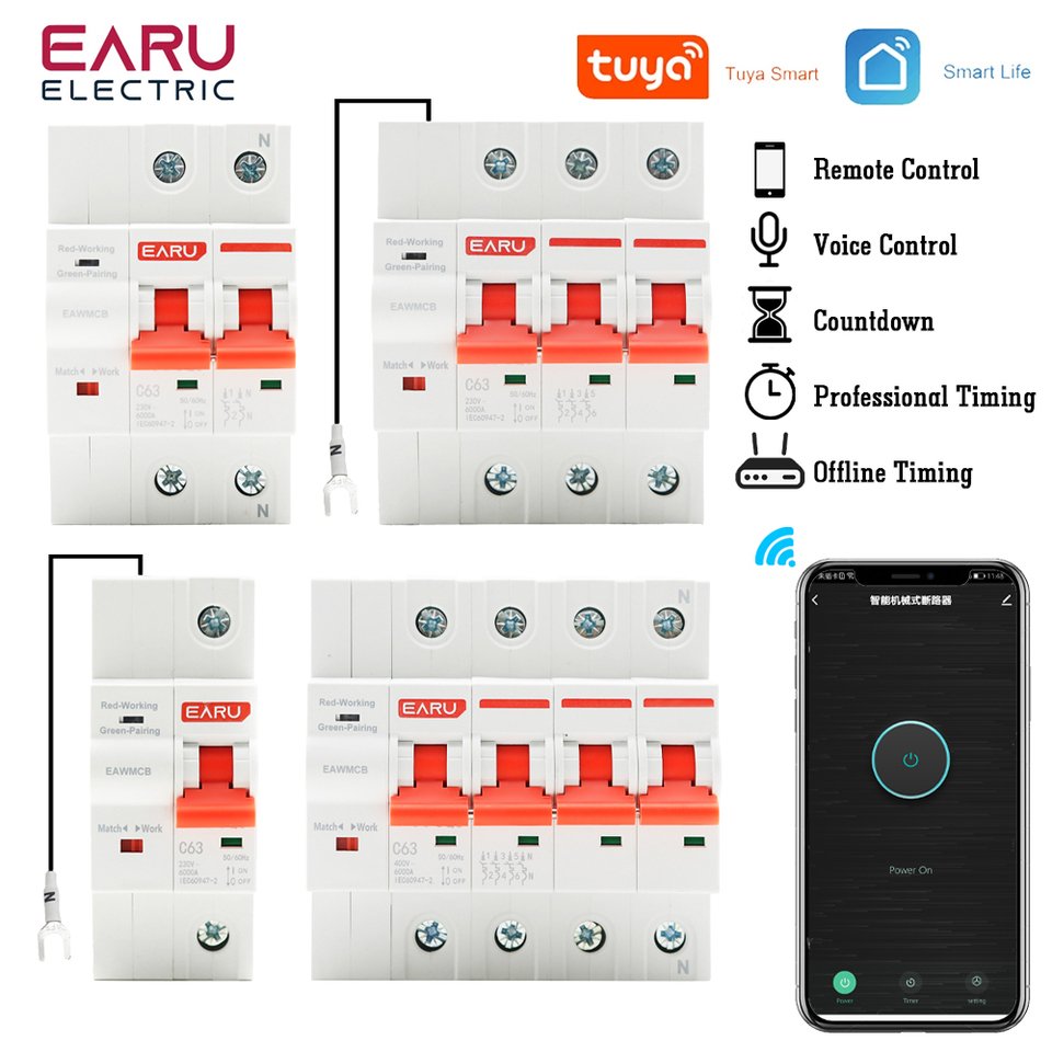 

Smart Wi-Fi выключатель EARUELETRIC 1P 2P 3P 4P