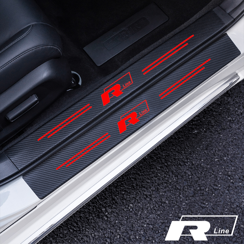 

Защитная Наклейка на порог двери автомобиля, пороговая полоса для Volkswagen Rline R line, Golf, Polo, Jetta, отделка для бампера двери багажника, защита от царапин