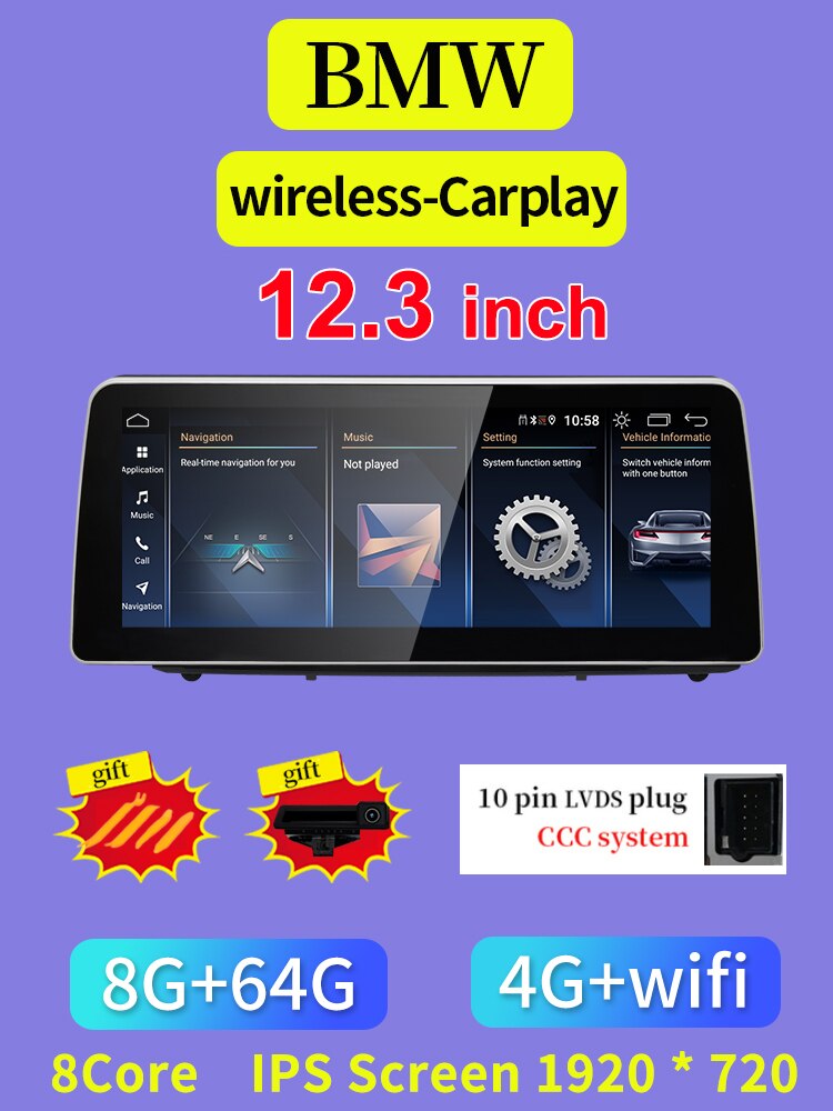 

НОВЫЙ ID8 12,3-дюймовый автомобильный видеоплеер Qualcomm Snapdragon665 8G 128G, центральный мультимедийный для BMW X5 X6 E70 E71 E72 Intelligent